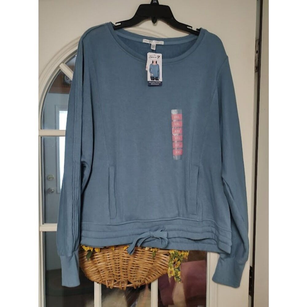New Seven7 Blue Stone Dolman Pocket Sweatshirt Size Women's XXL